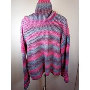 Women's Tribal Jeans Striped Cowl Neck Sweater Blue Frosting‎ Size Extra Large